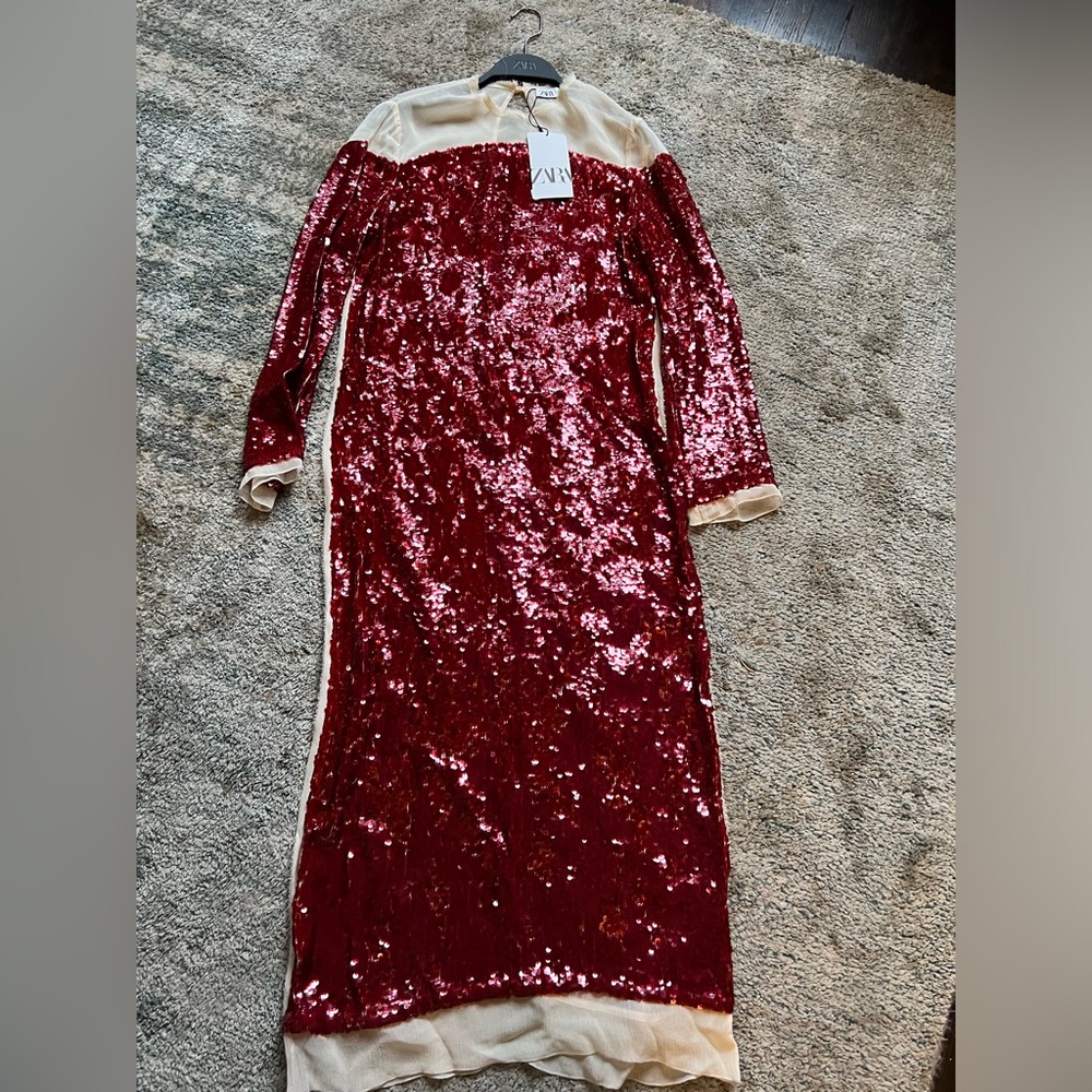 Zara Sequin red dress XS